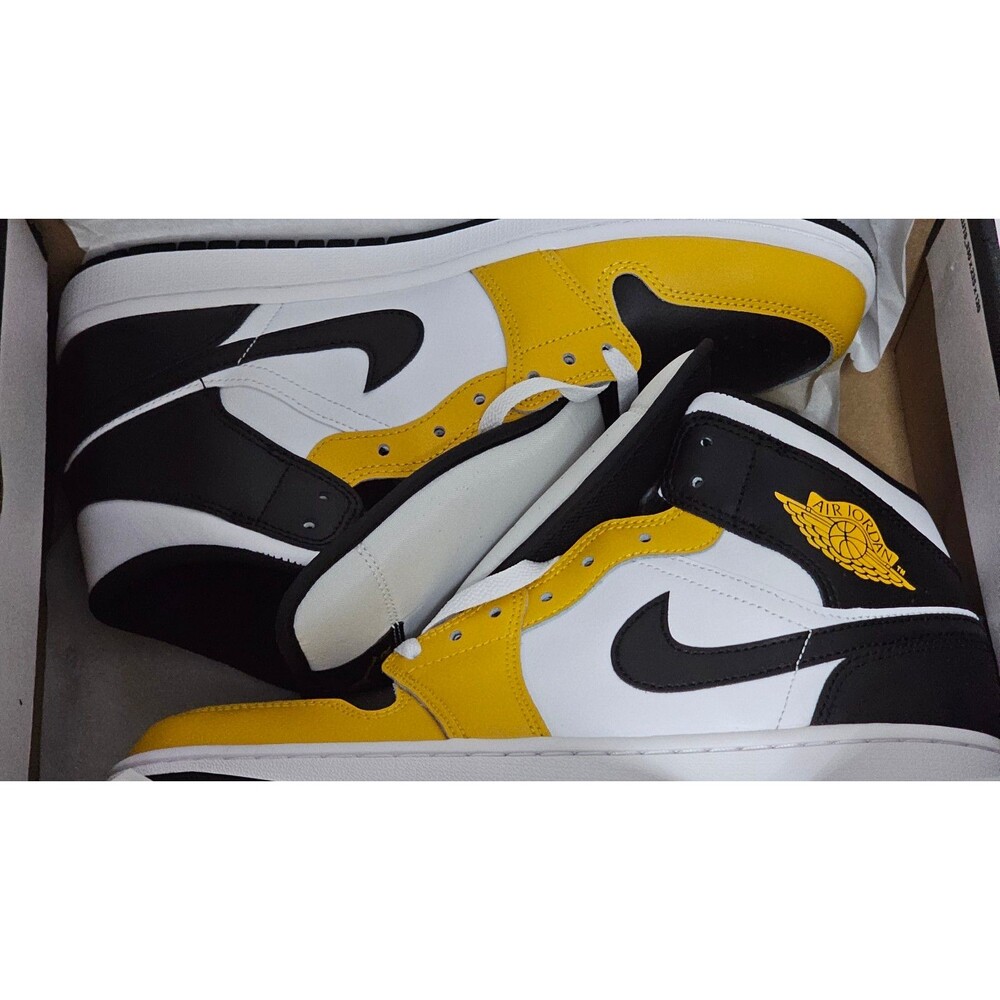 Nike Air Jordan 1 Mid Sneaker Black Yellow Shoes Men's 10 DQ8426-701 11.5W Pitt